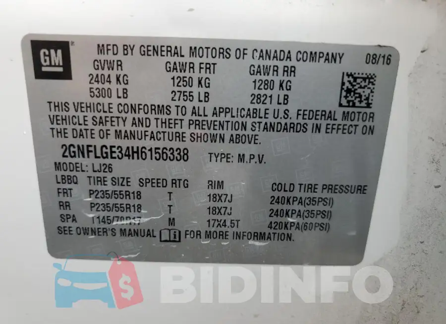 2GNFLGE34H6156338 Photo# 13