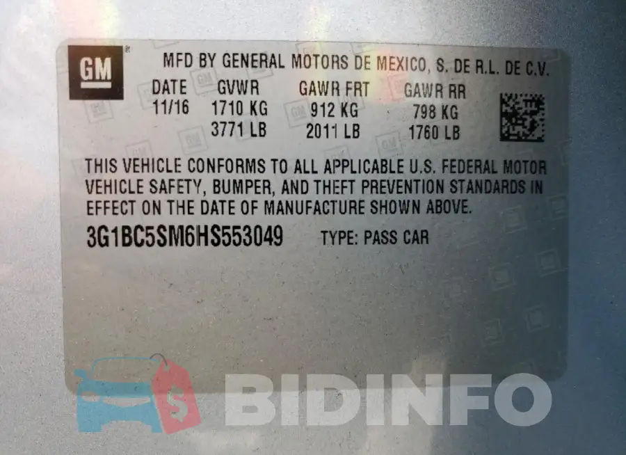 3G1BC5SM6HS553049 Photo# 13