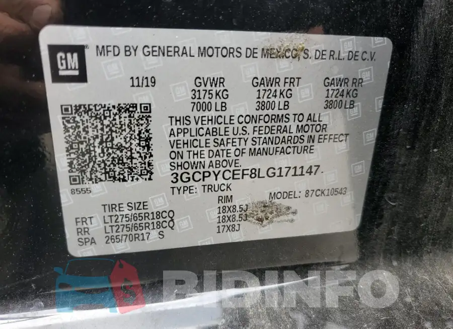 3GCPYCEF8LG171147 Photo# 12