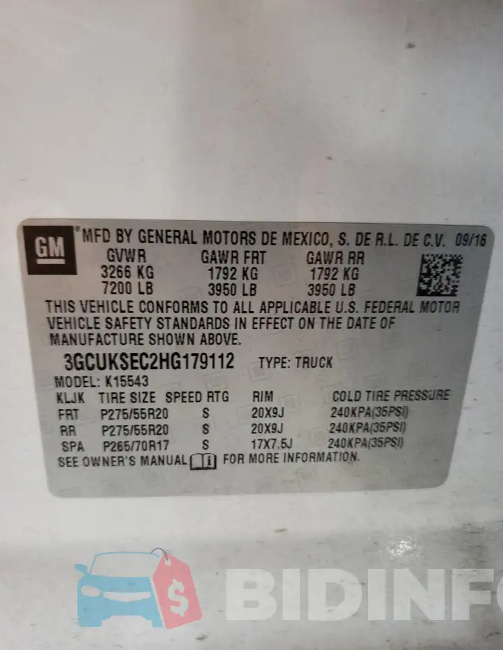 3GCUKSEC2HG179112 Photo# 12