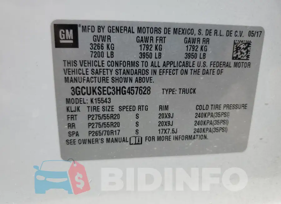 3GCUKSEC3HG457628 Photo# 12