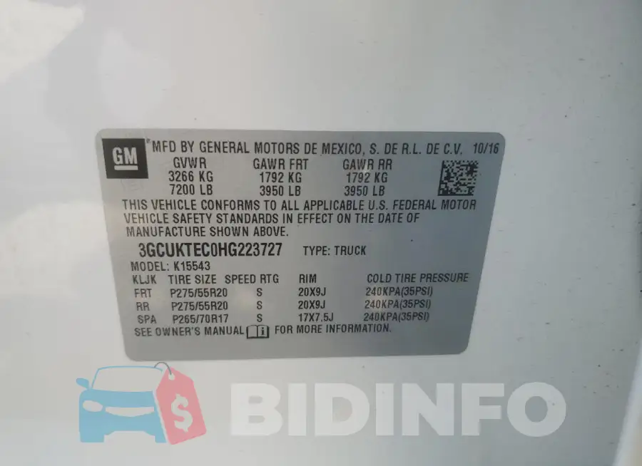 3GCUKTEC0HG223727 Photo# 13