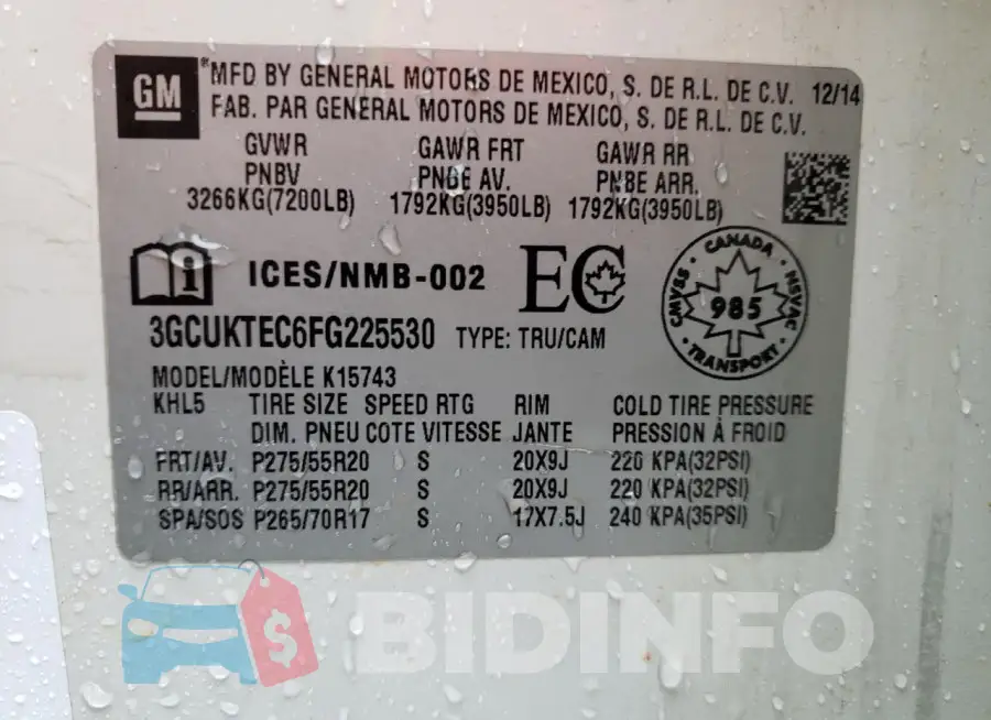 3GCUKTEC6FG225530 Photo# 12