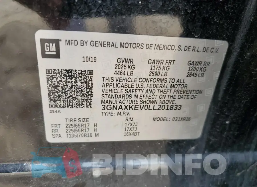 3GNAXKEV0LL201833 Photo# 13
