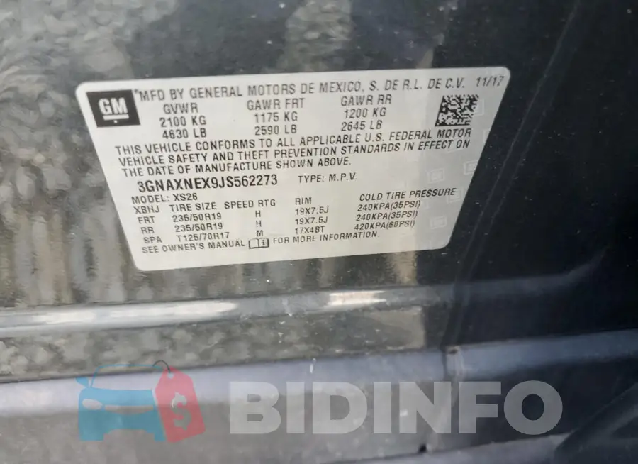 3GNAXNEX9JS562273 Photo# 13
