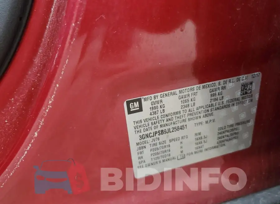 3GNCJPSB9JL258451 Photo# 13