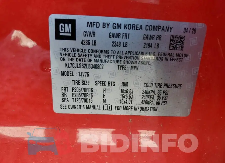 KL7CJLSB2LB340802 Photo# 13