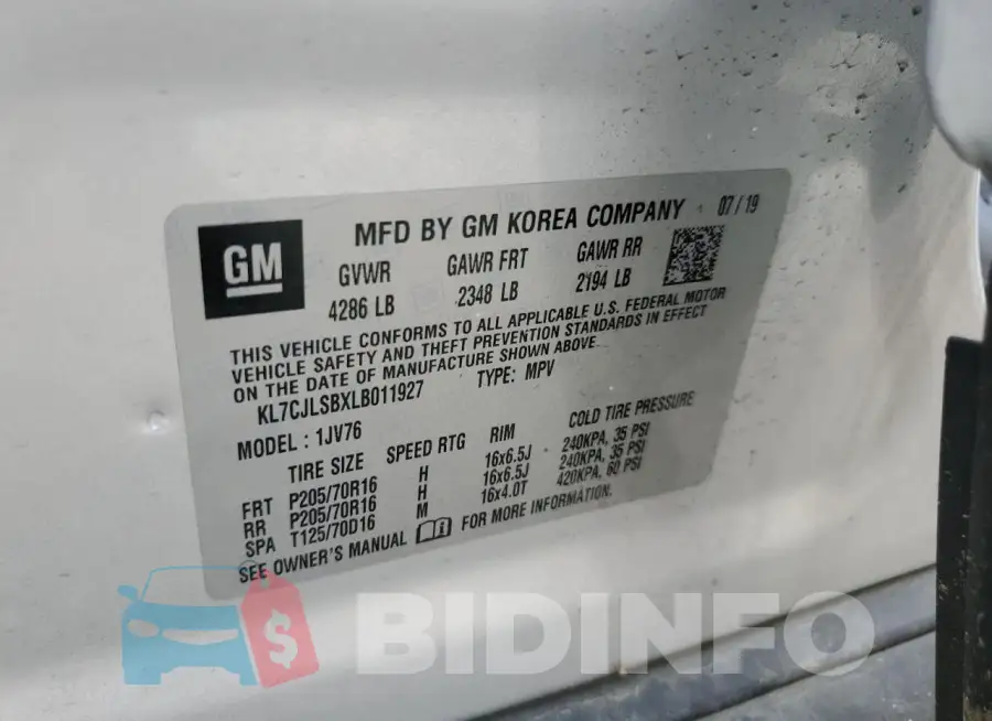 KL7CJLSBXLB011927 Photo# 12