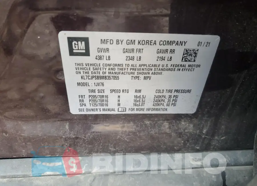 KL7CJPSB9MB357055 Photo# 13