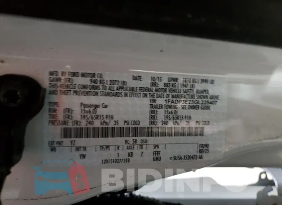 1FADP3E23GL225407 Photo# 12