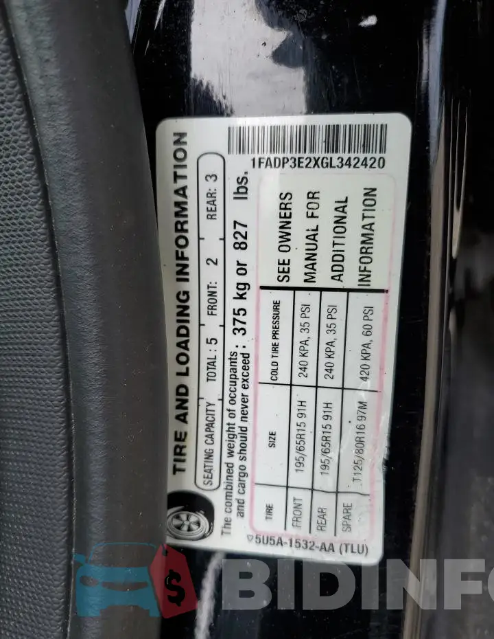 1FADP3E2XGL342420 Photo# 12