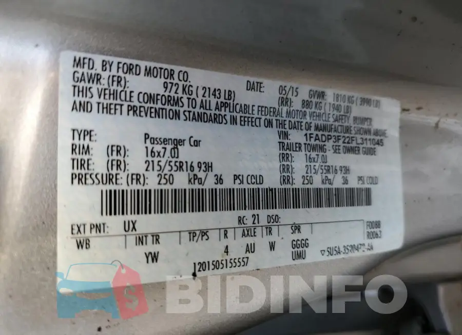 1FADP3F22FL311045 Photo# 12