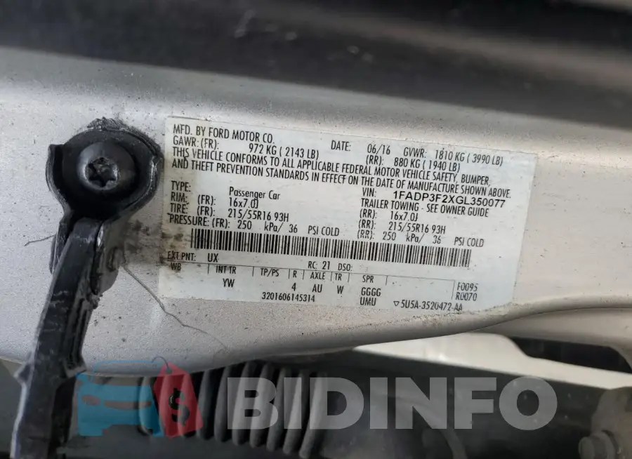 1FADP3F2XGL350077 Photo# 12
