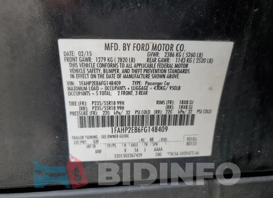 1FAHP2E86FG148409 Photo# 13