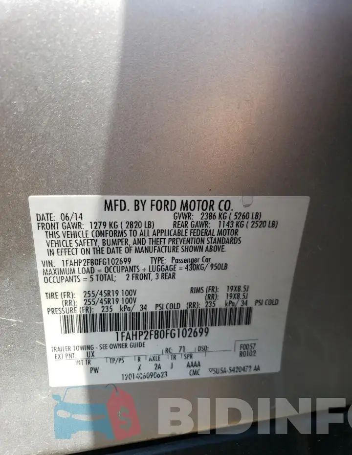 1FAHP2F80FG102699 Photo# 12