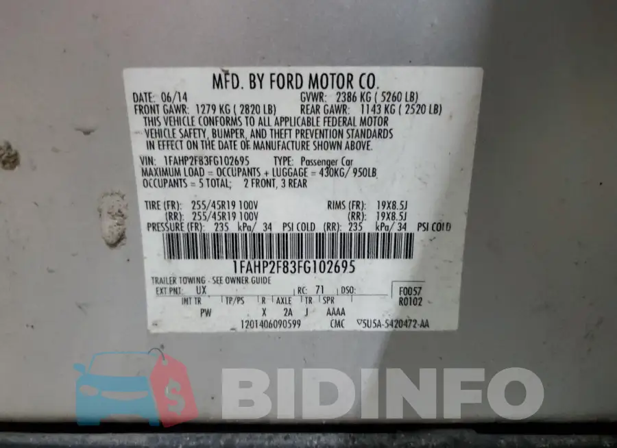 1FAHP2F83FG102695 Photo# 13