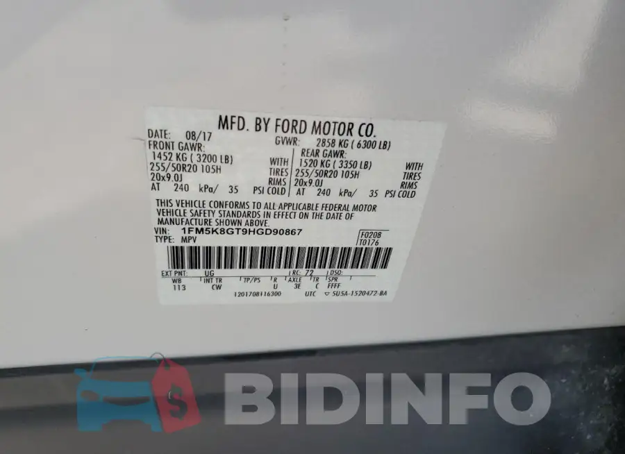 1FM5K8GT9HGD90867 Photo# 12