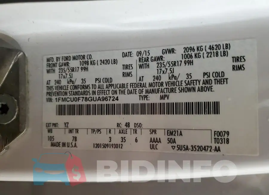 1FMCU0F78GUA96724 Photo# 13