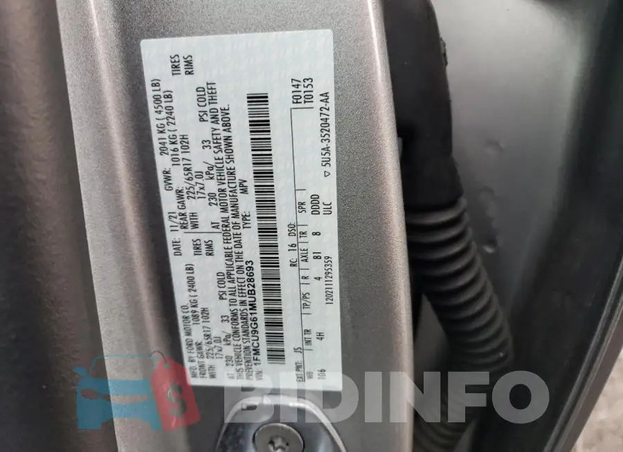 1FMCU9G61MUB28693 Photo# 13