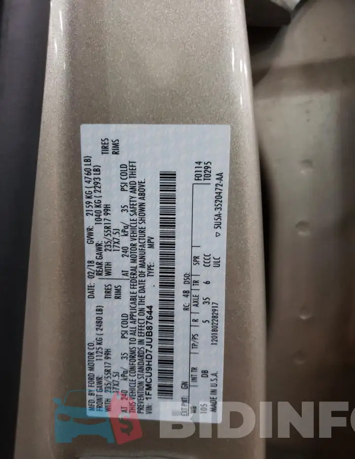 1FMCU9HD7JUB87644 Photo# 12