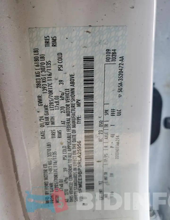 1FMEE9BP3RLA25956 Photo# 13