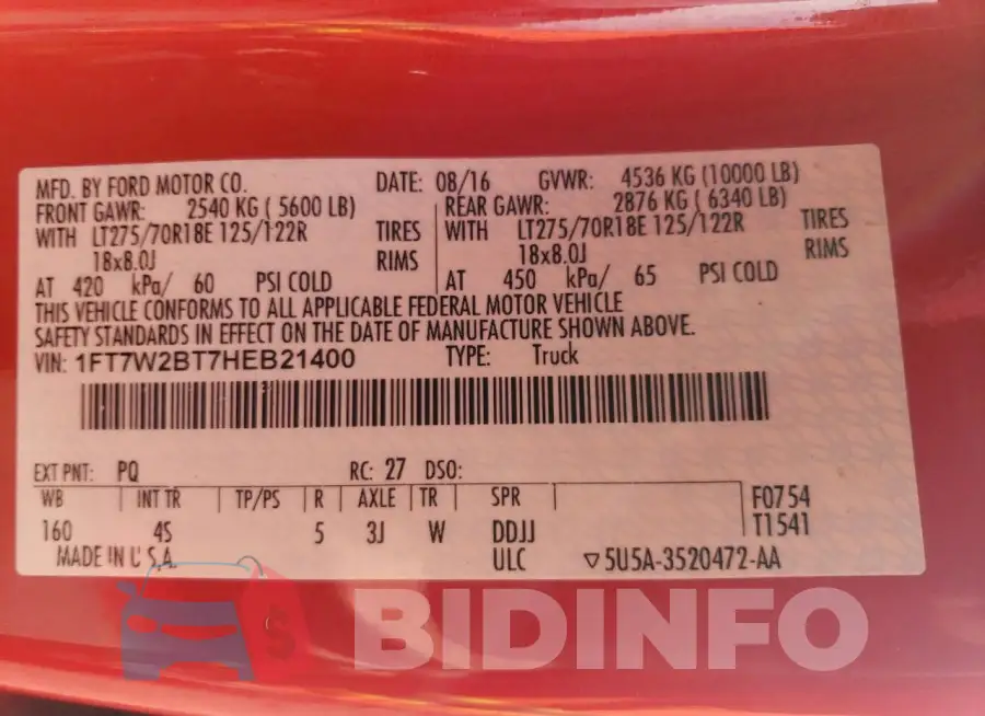 1FT7W2BT7HEB21400 Photo# 12