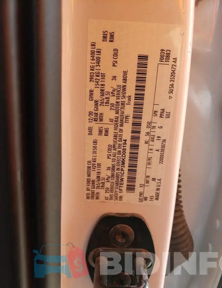 1FTEW1CP3MKD08194 Photo# 12