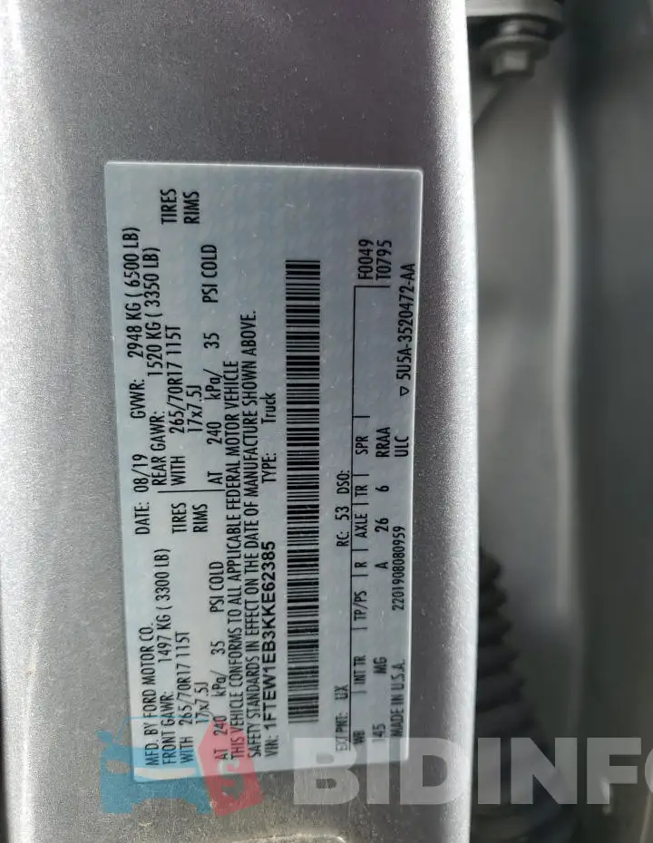 1FTEW1EB3KKE62385 Photo# 12