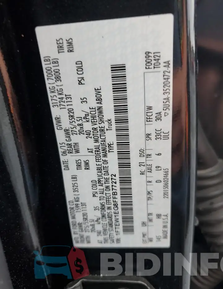 1FTEW1EG8FFB77272 Photo# 12
