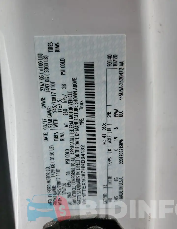 1FTEX1C87HKD34132 Photo# 12