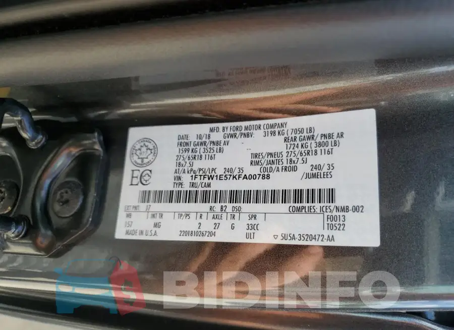 1FTFW1E57KFA00788 Photo# 12