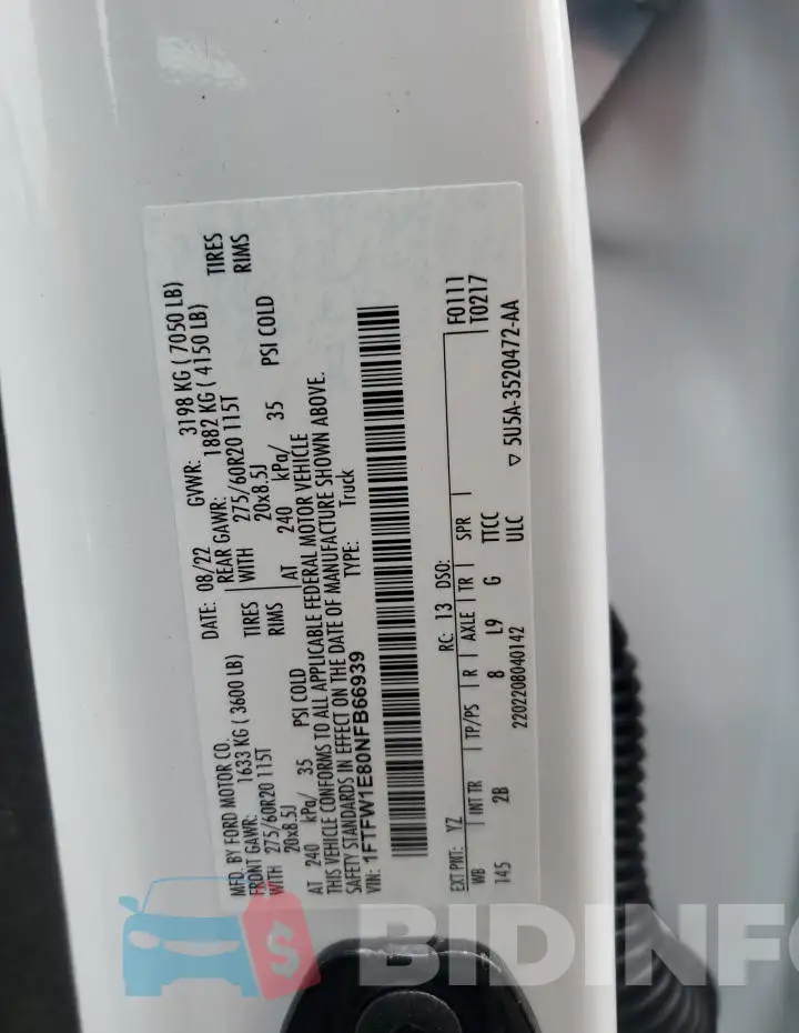 1FTFW1E80NFB66939 Photo# 12