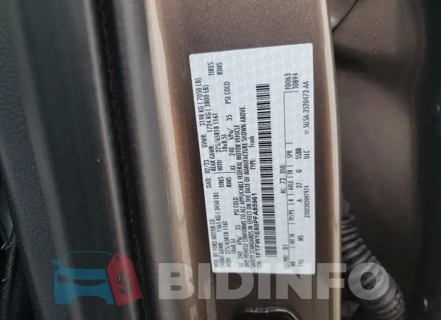 1FTFW1E80PFA85961 Photo# 12