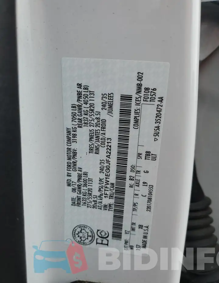 1FTFW1EG0JFA22213 Photo# 12