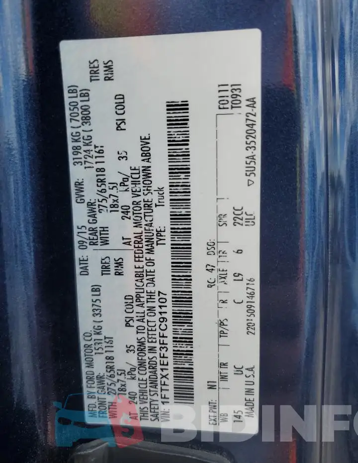 1FTFX1EF3FFC91107 Photo# 12