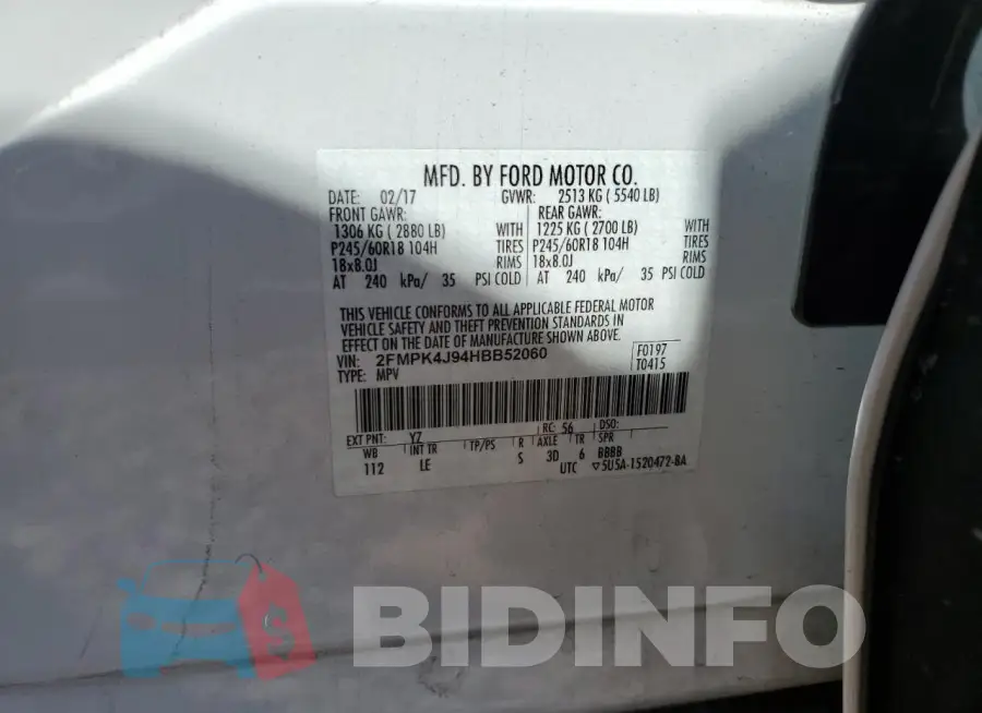 2FMPK4J94HBB52060 Photo# 12