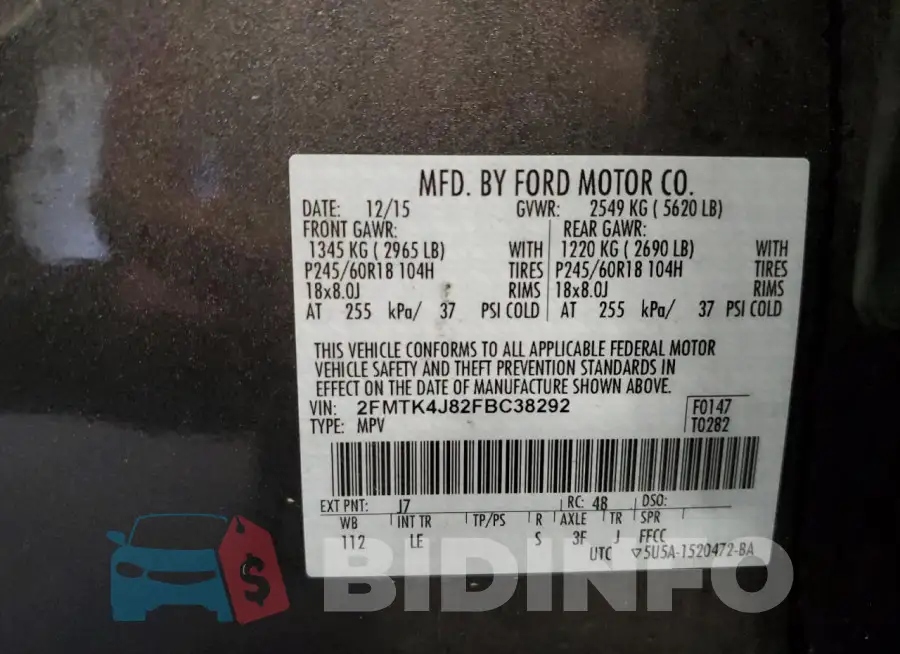 2FMTK4J82FBC38292 Photo# 12
