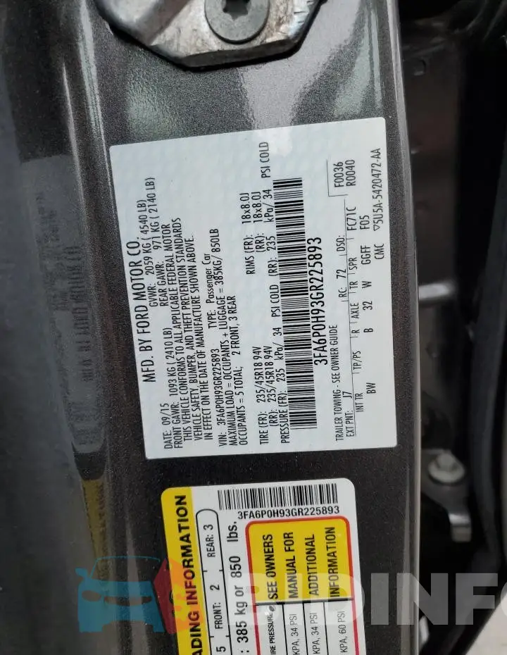 3FA6P0H93GR225893 Photo# 13