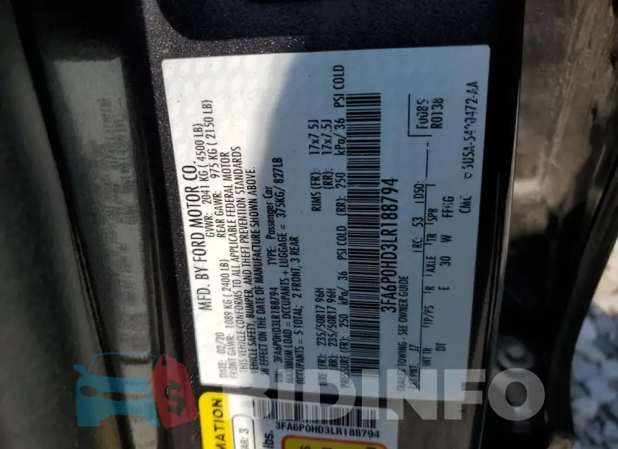 3FA6P0HD3LR188794 Photo# 13