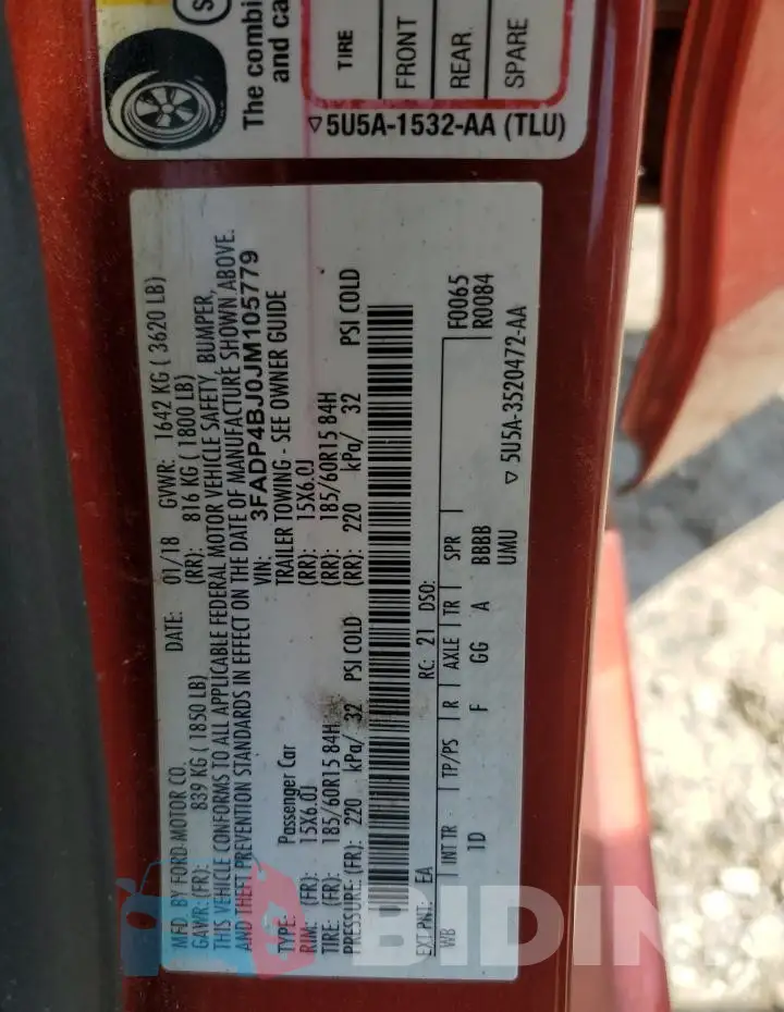 3FADP4BJ0JM105779 Photo# 12
