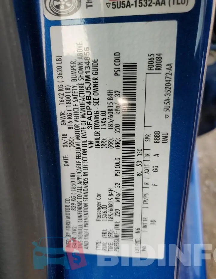 3FADP4BJ5JM134856 Photo# 12