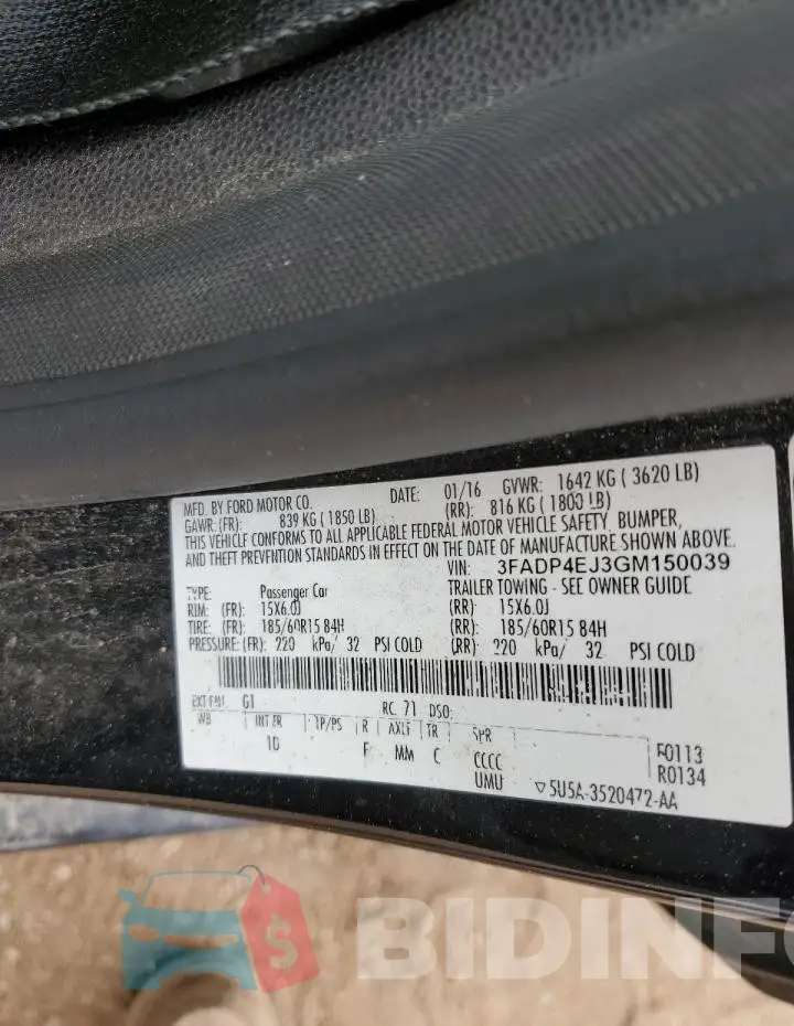 3FADP4EJ3GM150039 Photo# 12