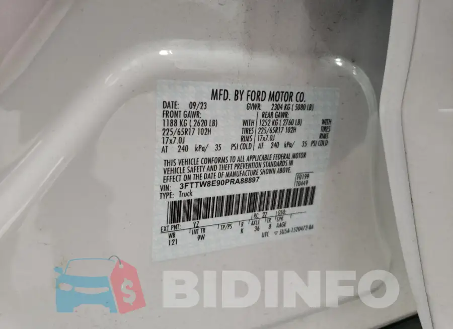 3FTTW8E90PRA88897 Photo# 13
