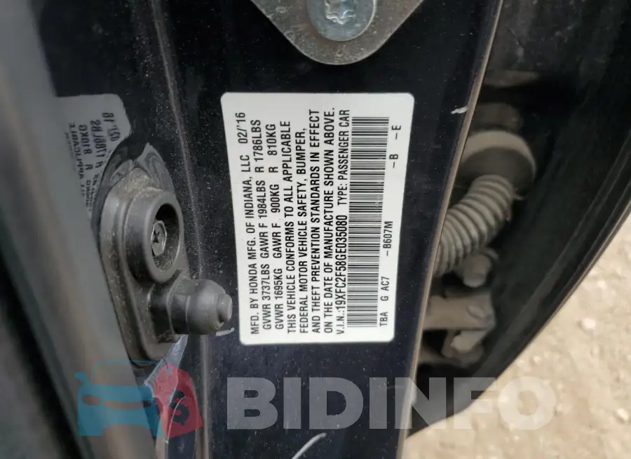 19XFC2F58GE035080 Photo# 13