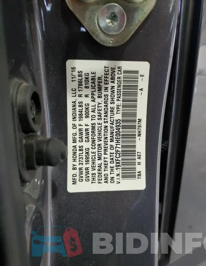 19XFC2F71HE004935 Photo# 13