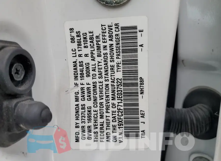 19XFC2F71JE037522 Photo# 13
