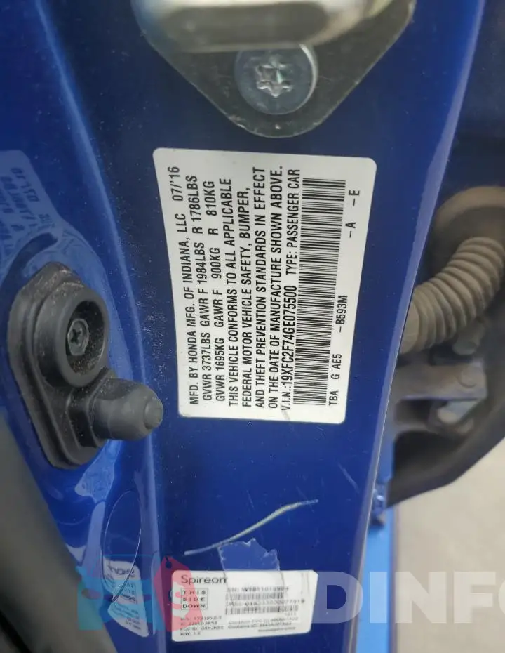 19XFC2F74GE075500 Photo# 12