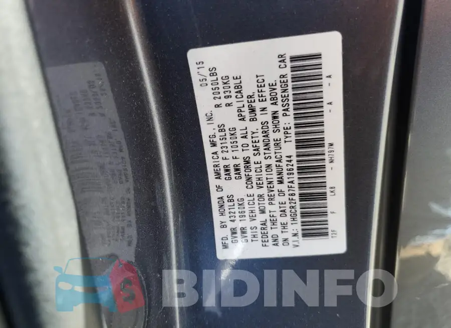 1HGCR2F87FA196244 Photo# 12