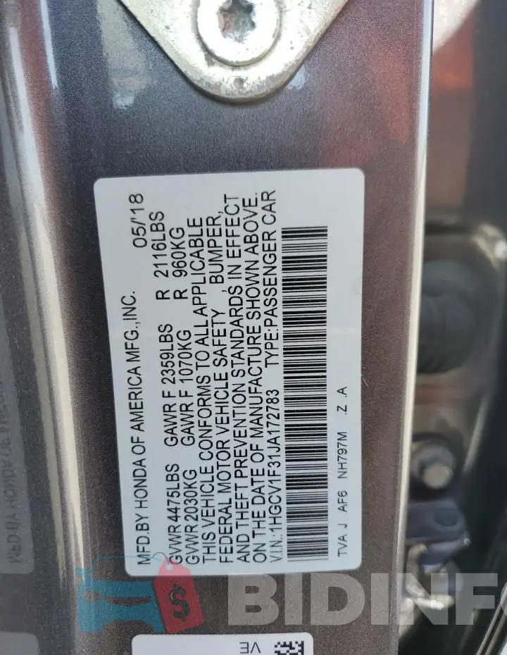 1HGCV1F31JA172783 Photo# 12
