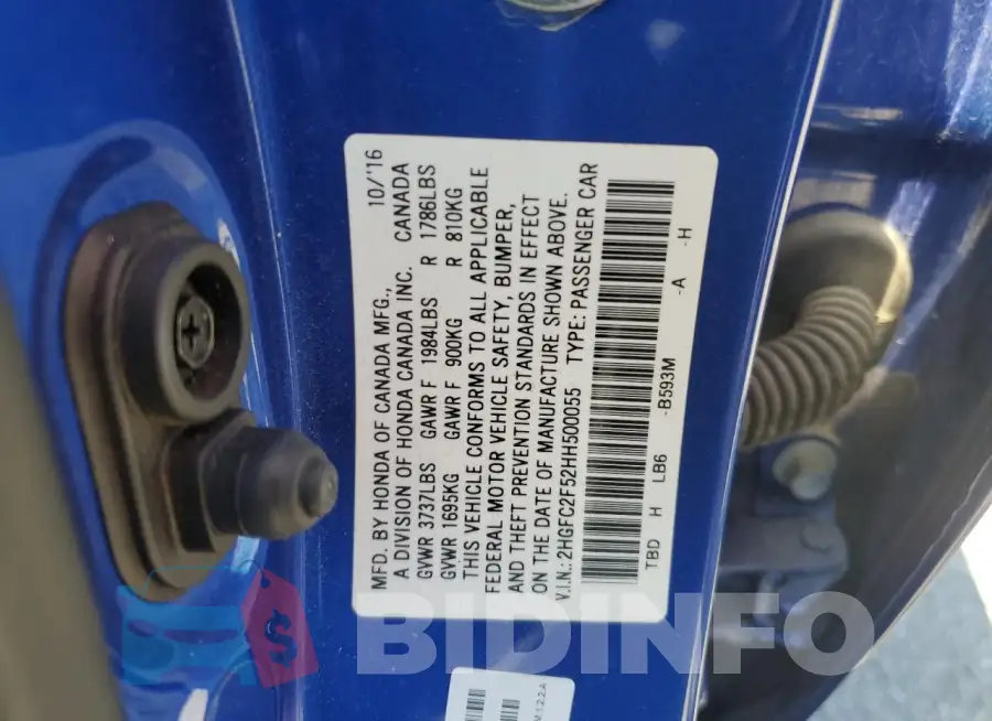 2HGFC2F52HH500055 Photo# 12